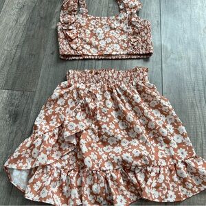 Floral Kids Bottoms Set in Orange and White